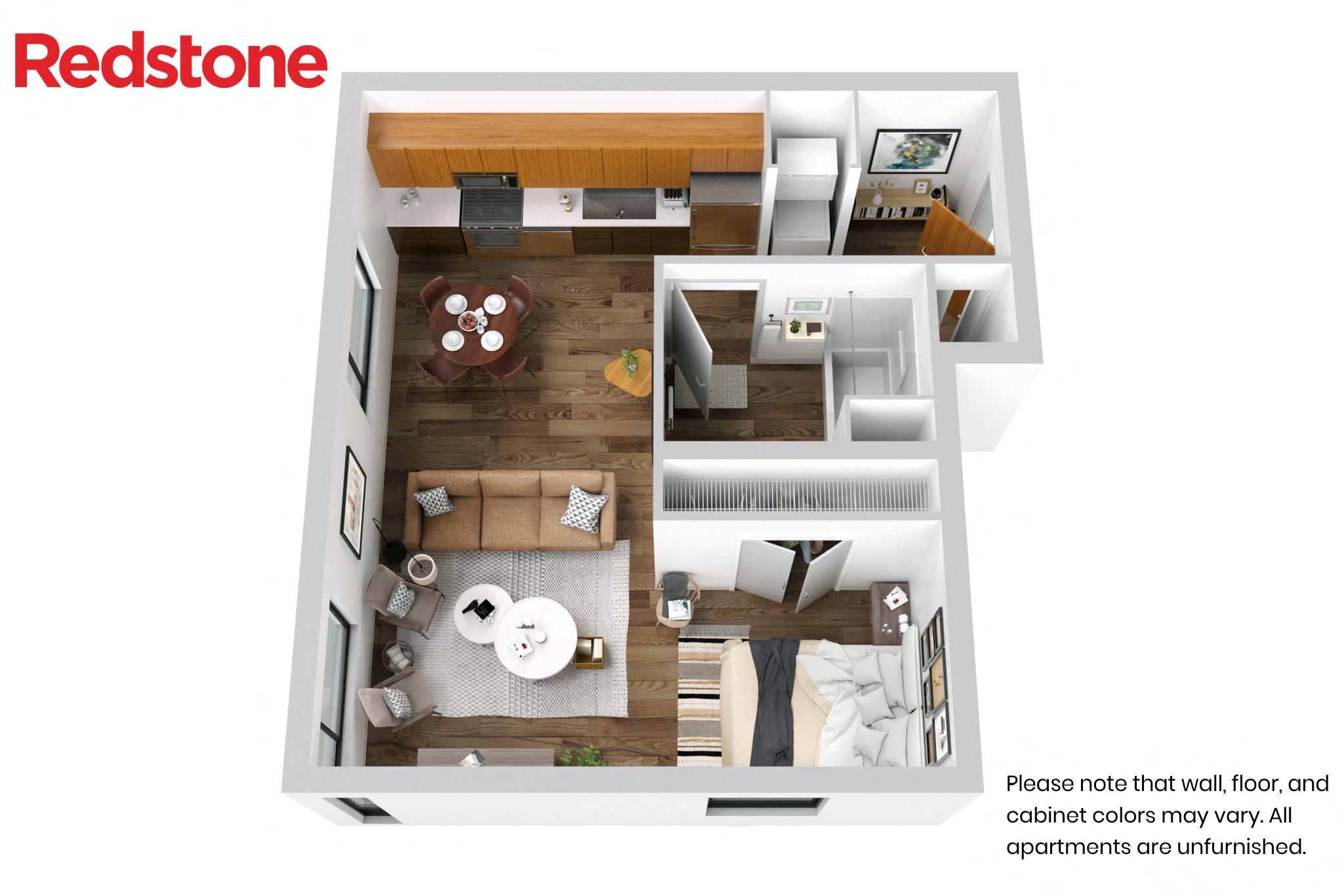 Floor plan for studio, 1 bath, 565 sqft